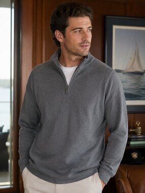 Hart Schaffner Marx Gray 1/4 Zip Sweater 100% Cotton